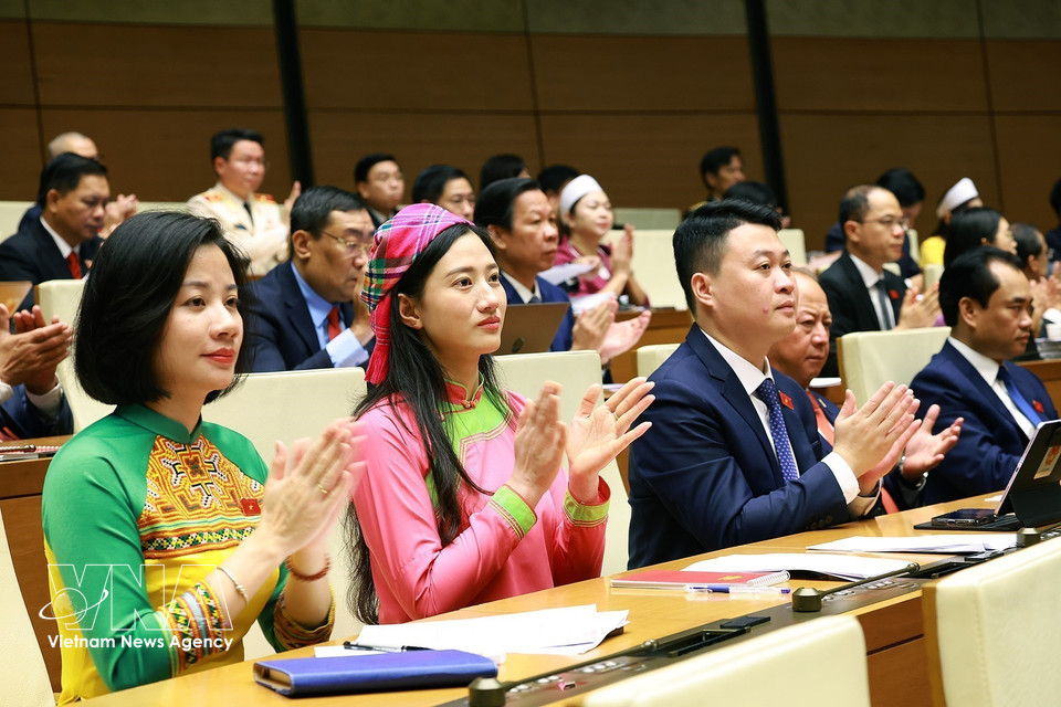 出席第十六届国会第一次会议的代表们。图自越通社