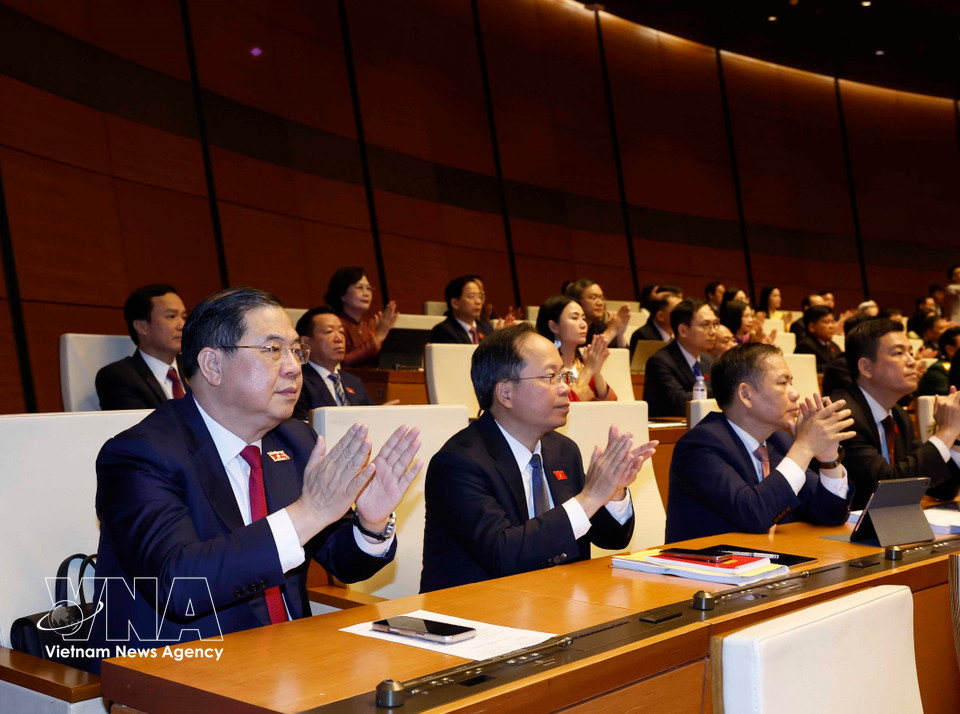 出席第十六届国会第一次会议的代表们。图自越通社