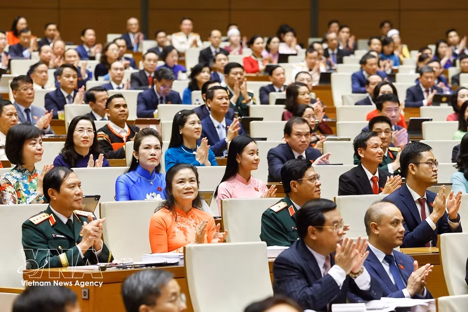 出席第十六届国会第一次会议的代表们。图自越通社
