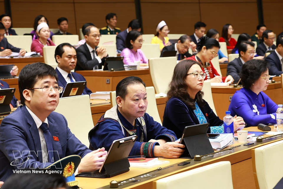 出席第十六届国会第一次会议的代表们。图自越通社
