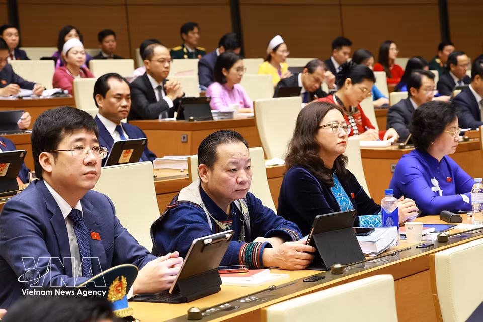 出席第十六届国会第一次会议的代表们。图自越通社