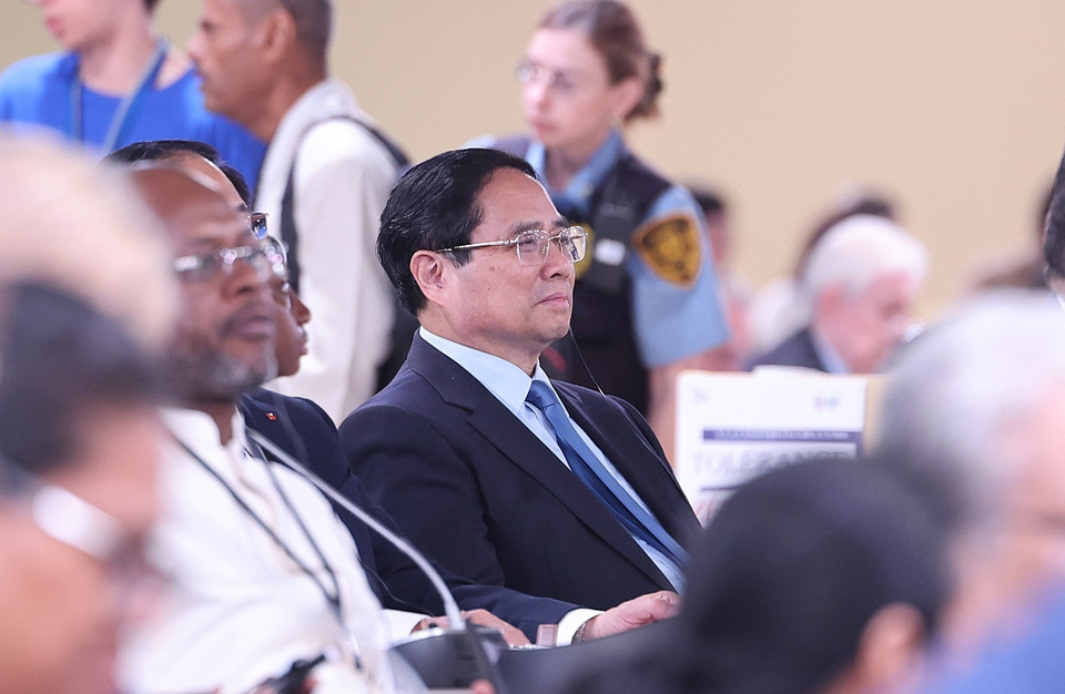 越南政府总理范明政在法国出席第三届联合国海洋大会（UNOC 3）开幕式。图自越通社