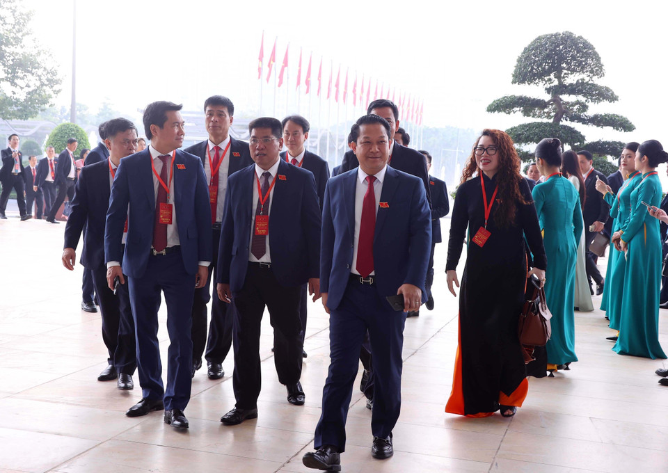 出席越南政府党部第一次代表大会的代表们。（图：越通社）