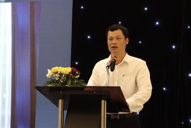 越南工贸部外国市场开发司副司长杜国兴发表讲话。图自越通社 vna-potal-hoi-thao-thi-truong-halal-tai-khu-vuc-gcc-va-nam-a-co-hoi-va-thach-thuc-cho-doanh-nghiep-8148576.jpg