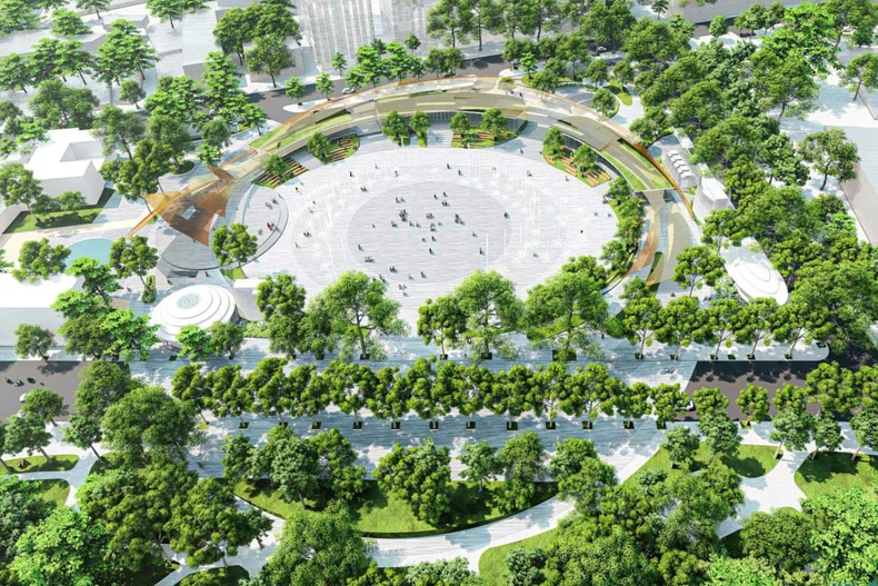 还剑湖北侧的广场公园效果图。图自互联网