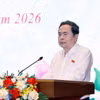 越南国会主席陈青敏发表讲话。图自越通社