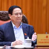 越南政府总理、铁路领域国家重点项目指导委员会主任范明政发表讲话。图自越通社