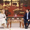 越南政府副总理胡国勇会见欧盟负责初创企业、研究和创新的专员叶卡捷琳娜·扎哈里耶娃。图自越通社