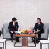 越南外交部常务副部长阮明羽会见日本外务大臣政务官、众议院议员岛田智明。图自越通社