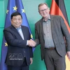 越南政府副总理阮志勇会见德国联邦议院副议长博多·拉梅洛。图自越通社