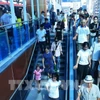 国庆阅兵和群众游行合演高峰期，河内两条城铁客运量创历史新高。图自越通社