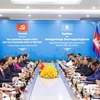 越共中央政治局与柬埔寨人民党中央常务委员会举行会晤。图自越通社