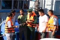 附图：加强渔船检查力度，坚决打击IUU捕捞。图自越通社