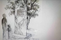 该项目让人联想到红树林——象征在恶劣自然环境中顽强生命力的形象，同时也令人想起被橙剂严重污染和破坏的土地。图自越通社