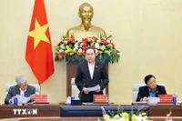 国会主席陈青敏在会上发表讲话。图自越通社