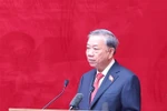 苏林总书记发表讲话。图自越通社