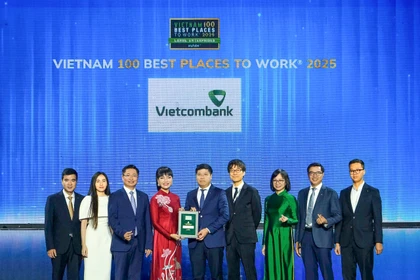 Vietcombank再次荣膺越南最佳工作场所银行业榜首。图自越通社