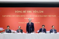 苏林总书记在见面会上发表讲话。图片来源：越通社