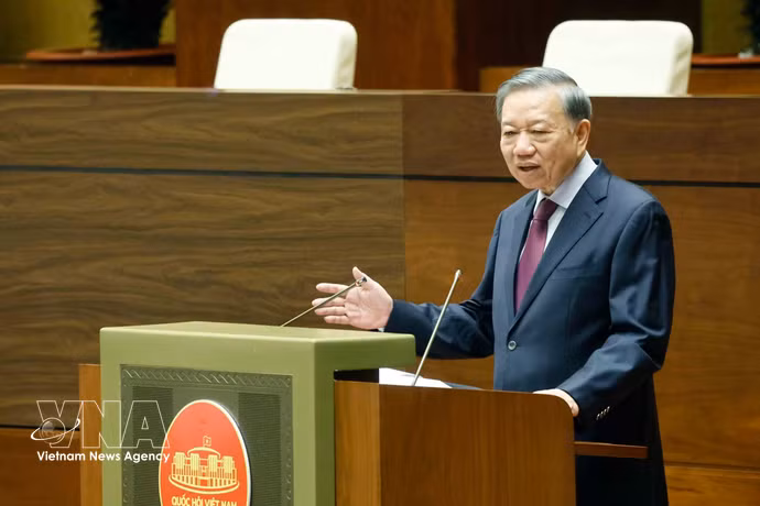 越共中央总书记、国家主席苏林在会议上发表讲话 图自越通社