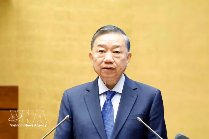 越共中央总书记、国家主席苏林发表讲话 图自越通社