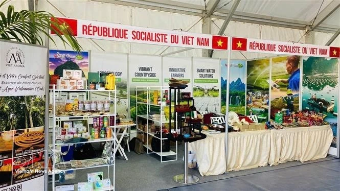 在摩洛哥一展会的越南展区。图自越通社