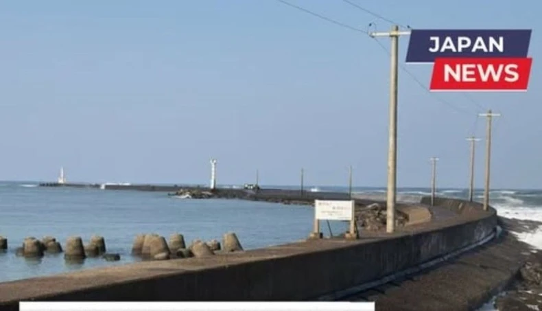 福井县堺市Mikuni防波堤区域。图自日本新闻社