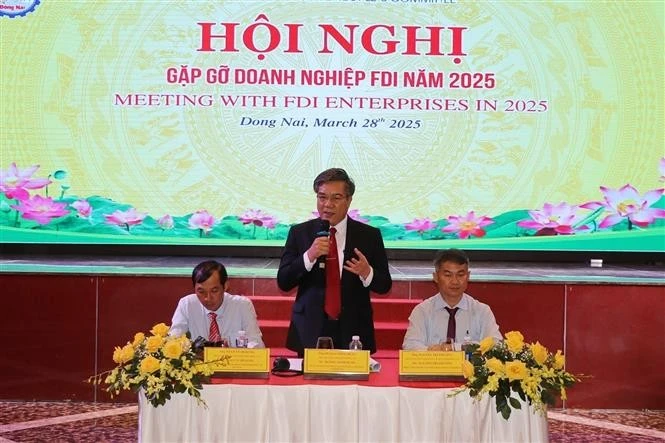 同奈省人民委员会副主席杨明勇回答投资者的提问。图自越通社