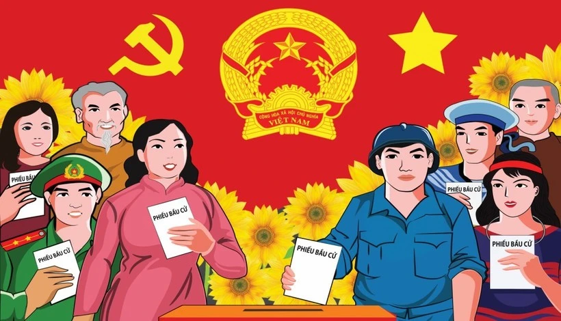 2026-2031年任期第十六届国会和各级人民议会代表选举宣传海报。