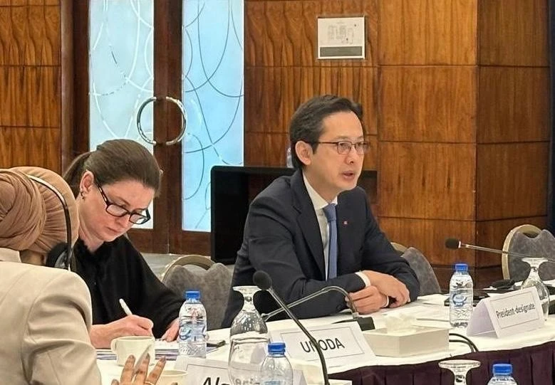 越南常驻联合国代表团团长、2026年《不扩散核武器条约》审议会议指定主席杜雄越大使主持磋商会。