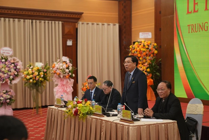 越南音乐著作权保护中心主任丁忠瑾在会议上发言。（图片来源：越通社）