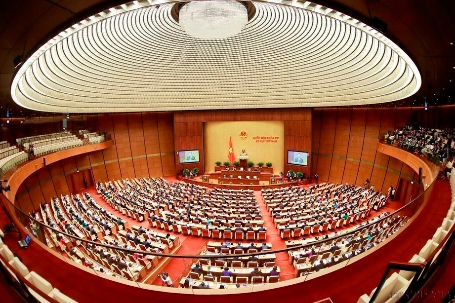 第十五届国会第五次会议现场。（图片来源：越通社）