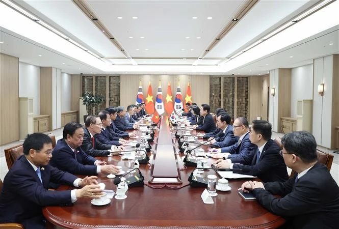 会谈现场。（图片来源：越通社）