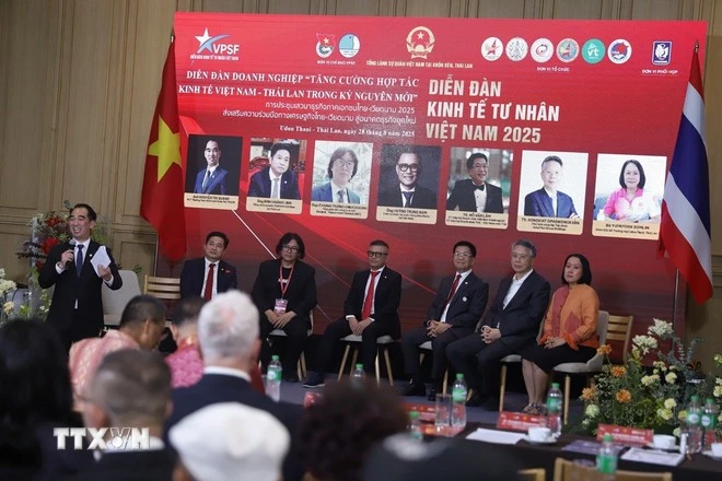 2025年越南与泰国企业论坛吸引近150名代表参加。（图片来源：越通社）