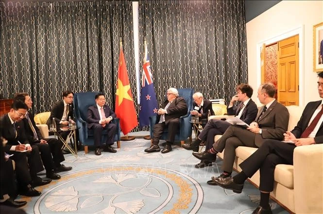 阮重义部长一行拜会新西兰议会议长格里·布朗利。（图片来源：越通社）