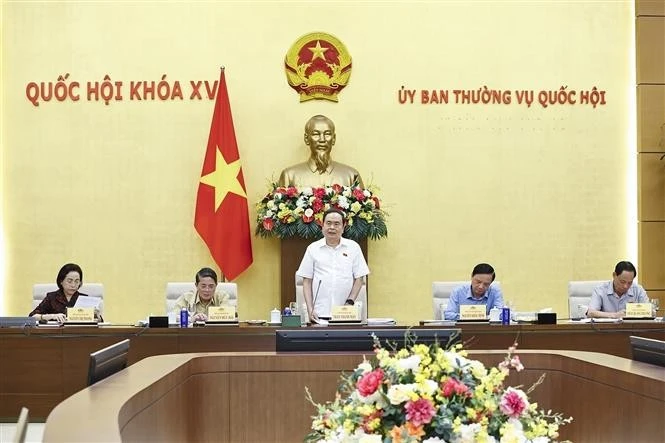 国会主席陈青敏在会上发言。（图片来源：越通社）
