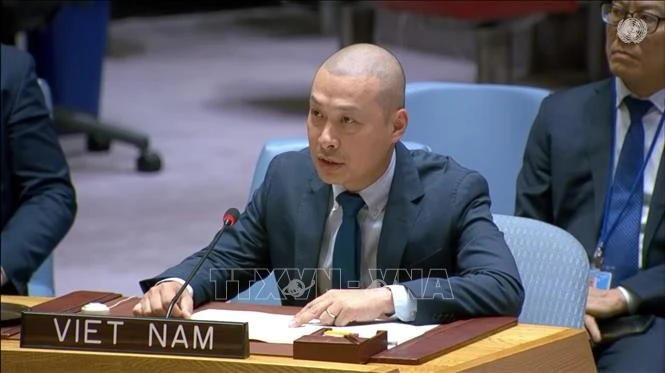 越南常驻联合国代表团临时代办阮黄元公使。(图片来源:越通社)