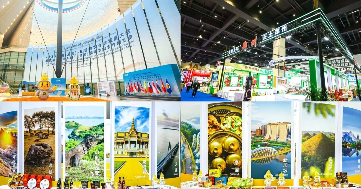 2025中国（河南）—东盟粮农合作发展大会介绍中国和东盟国家的粮农产品。（图片来源：越通社）