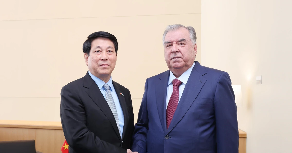 越南国家主席梁强会见塔吉克斯坦总统拉赫蒙
