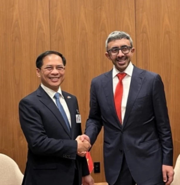 越南政府副总理裴青山会见阿联酋副总理兼外交部长谢赫阿卜杜拉·本·扎耶德·阿勒纳哈扬。（图片来源：越通社）