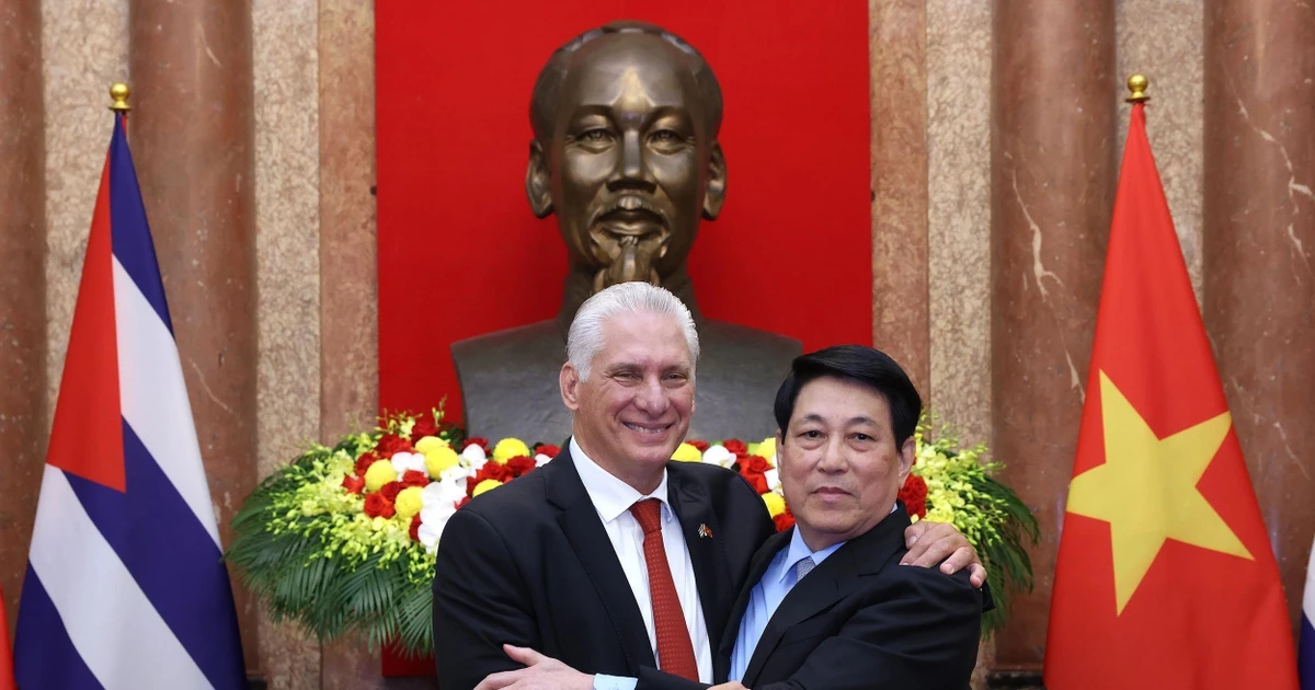 国家主席梁强会见古共中央第一书记、国家主席迪亚斯-卡内尔 | Vietnam+ (VietnamPlus)