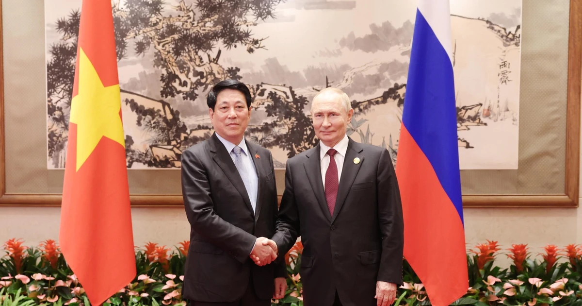 越南国家主席梁强会见俄罗斯总统普京。（图片来源：越通社）