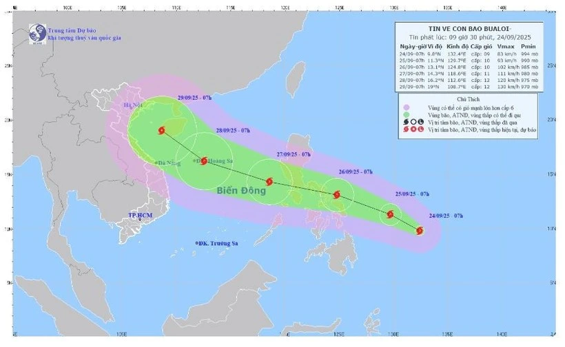 第10号台风的位置和路径。（图片来源：国家水文气象预报中心）