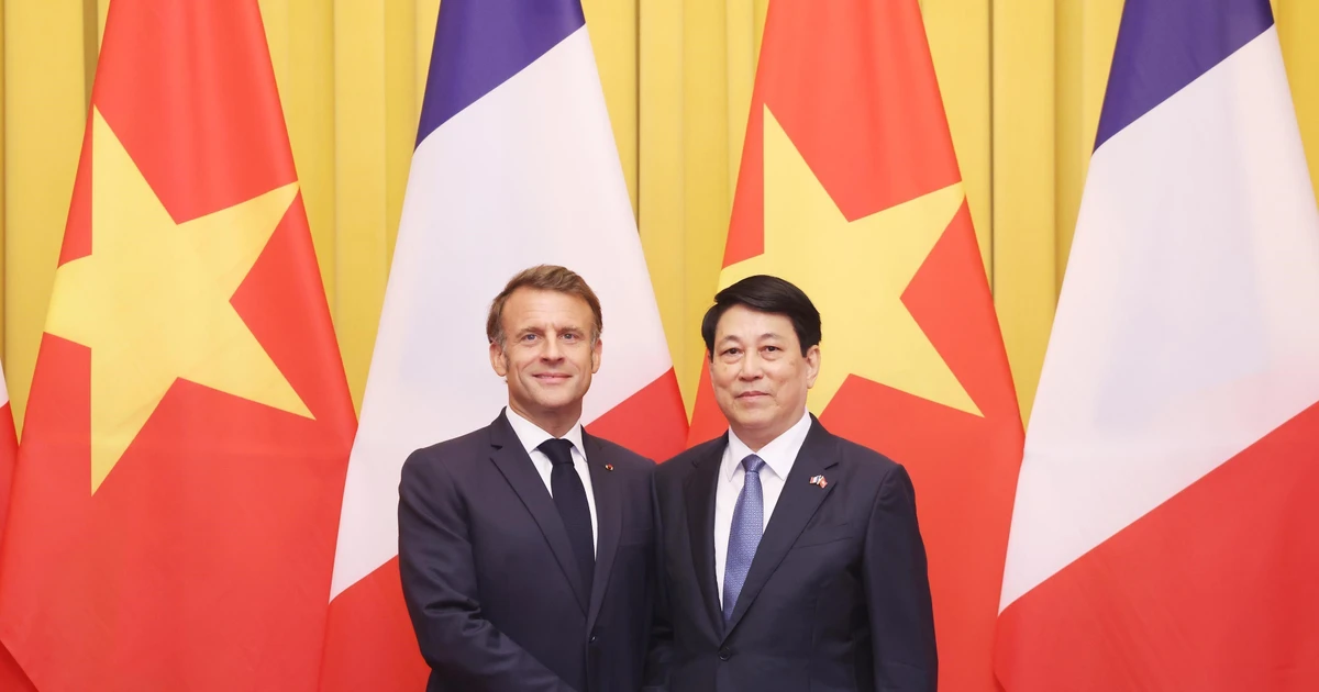 越南国家主席梁强与法国总统马克龙在河内举行会谈 | Vietnam+ (VietnamPlus)