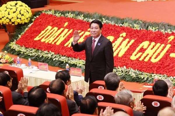 越南国家主席梁强出席越共富寿省第一次代表大会。