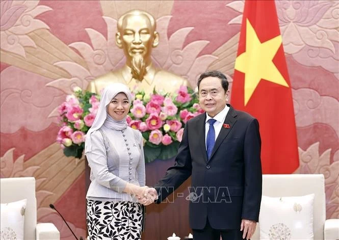 越南国会主席陈青敏会见AIPA秘书长西蒂·罗扎伊梅里扬蒂·拿督哈芝·阿卜杜·拉赫曼。（图片来源：越通社）