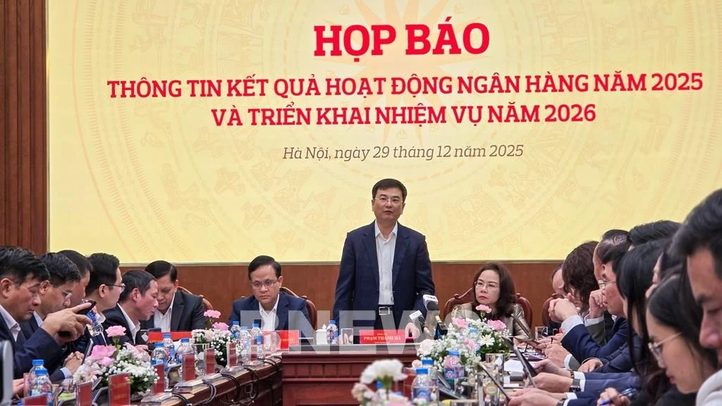 越南国家银行副行长范清河在会议上发表讲话。（图片来源：越通社）