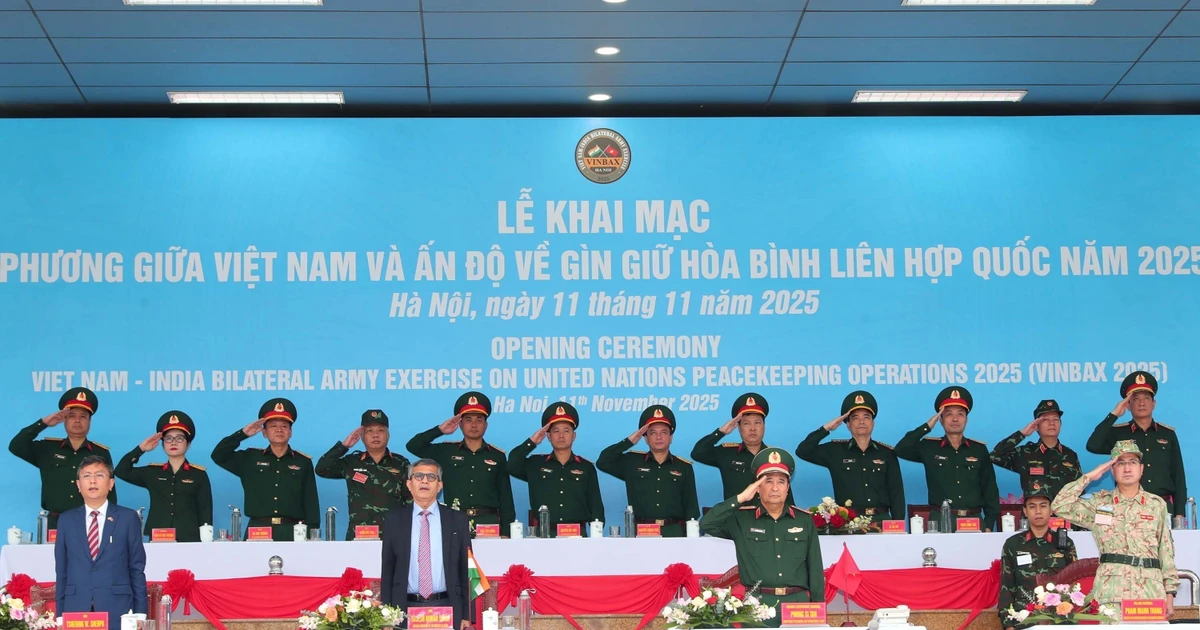 2025年越印联合国维和双边演习开幕式。（图片来源：越通社）