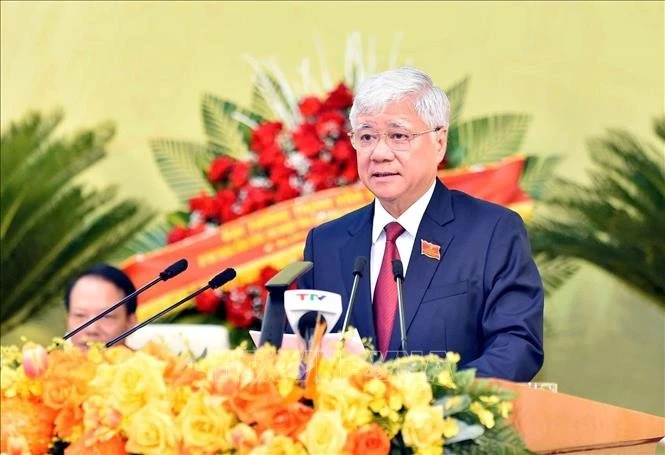 越南祖国阵线中央委员会主席杜文战在大会上发表指导性讲话。（图片来源：越通社）