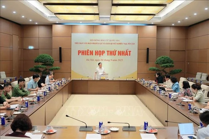 越南国家选举委员会法律文件和投诉举报处理小组召开第一次会议。（图片来源：越通社）