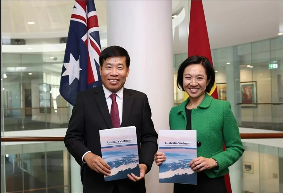 越南外交部副部长阮孟强与澳大利亚外交部副部长米歇尔·陈。